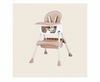 Beige-pink adjustable baby high chair front view