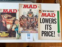Front covers of all three MAD magazine issues