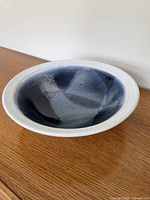 Top angled view of bowl showing interior glaze and rim