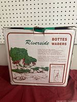 Front of Riverside chest waders box