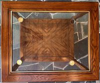 Top view showing glass inset and wood frame