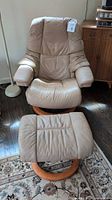 Front view of recliner and ottoman