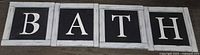 All four framed letter blocks laid out spelling BATH