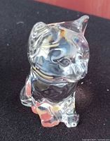 Front view of clear crystal cat figurine