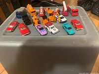 All vehicles grouped on grey surface