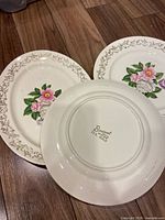 Group of three plates front and back