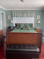 Bed assembled showing sleigh headboard, footboard and bedding