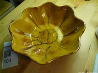 Top view showing yellow interior glaze and fluted rim