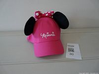 Front view showing embroidered logo, ears, bow