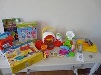 Overall view of all playsets and loose accessories on table