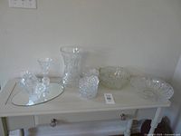 All crystal items arranged on table