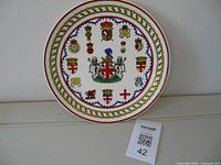 Front of plate showing heraldic design and border