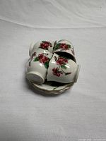 stacked view of cups and saucers