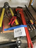 Overview of assorted hand tools on table