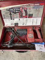 Overview of drill, handle, bits and case interior