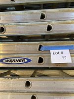 Close-up of Werner logo on ladder side rail