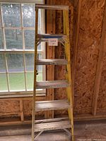 Full front view of Werner 6 ft fiberglass ladder