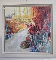 Front view of the framed abstract oil painting showing full artwork and frame.