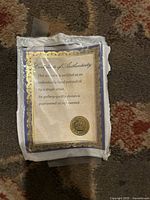 Certificate of authenticity for the painting