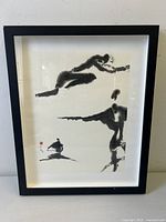 Framed ink painting front view