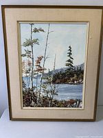 Framed landscape oil painting front view