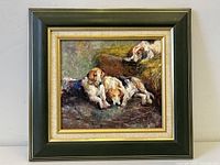 Framed oil painting, front view