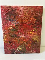 Front view of abstract oil painting on canvas showcasing overall composition and colours