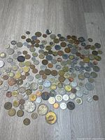 Wide view of entire coin spread
