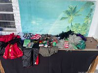 Table overview of all costume pieces laid out