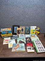 Overall view of all books spread on table