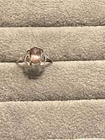 Front view of sterling silver ring with citrine