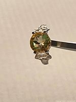 Front view of sterling silver ring highlighting mystic topaz