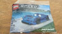 Front of sealed LEGO Speed Champions McLaren Elva polybag showing set number, piece count and age rating