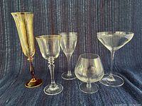 Group shot of all five assorted stemmed glasses