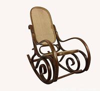 Fully assembled view of the bentwood cane rocking chair
