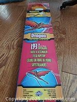 Front of boxed Dragon kite showing branding and specifications