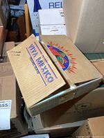Cardboard storage box marked Viva Mexico