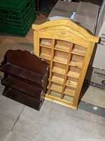 Front view of both shelves showing sizes and styles