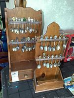 Front view of both racks filled with spoons