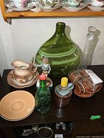 Full group shot showing all glass and pottery items together