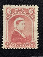 Front of Newfoundland 6¢ Queen Victoria dull rose stamp