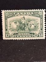 Front view of 13c green Ottawa Conference stamp