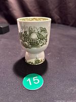 Front of egg cup showing Fruit Basket Blue transfer design