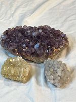 Amethyst, citrine and quartz clusters grouped