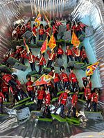 Tray filled with Britains metal toy soldiers