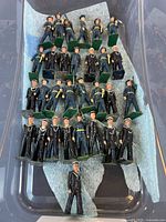 Tray showing roughly 30 Britains Royal Navy figures on green bases