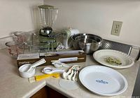 Group shot showing all baking items on countertop