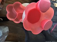 Tray, lid and bowls showing flower shape and color