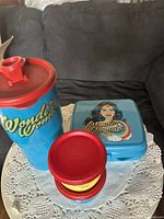 Set showing tumbler, sandwich container, stacked snack cups