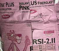 Front of insulation packaging showing Owens Corning PINK logo and RSI-2.11 details
